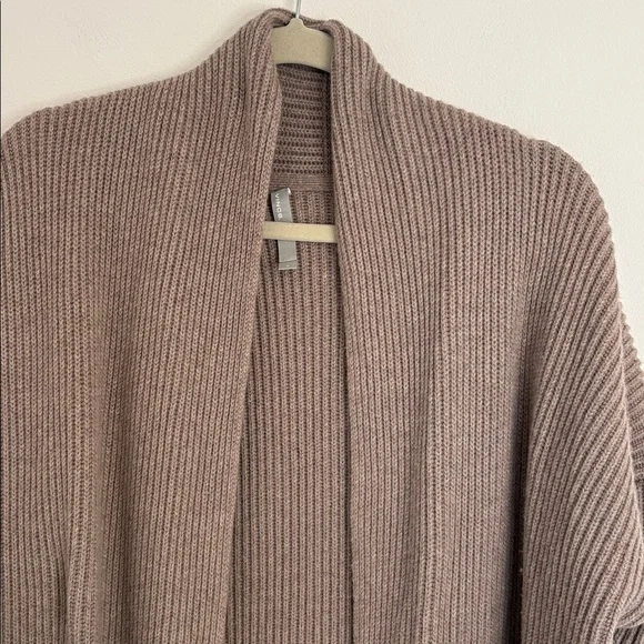 Vince Wool Cashmere Open Front Ribbed Sweater Robe Cardigan